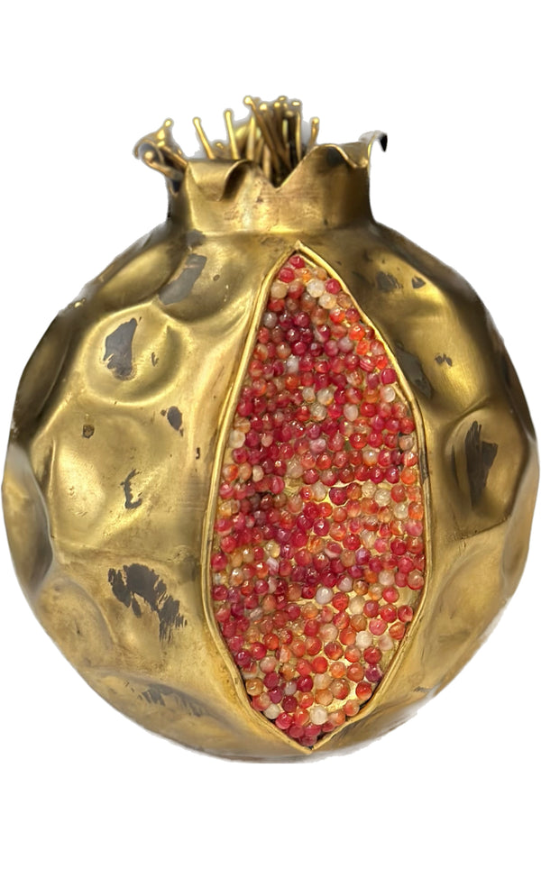 Gold Hammered Pomegranate Decoration - Small