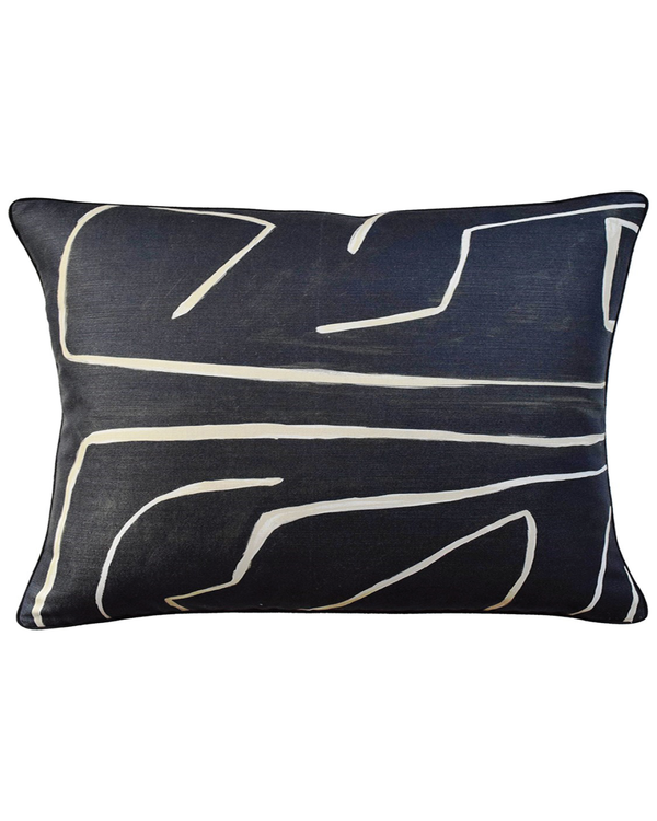 Graffito Lumbar Throw Pillow (Onyx/Beige)