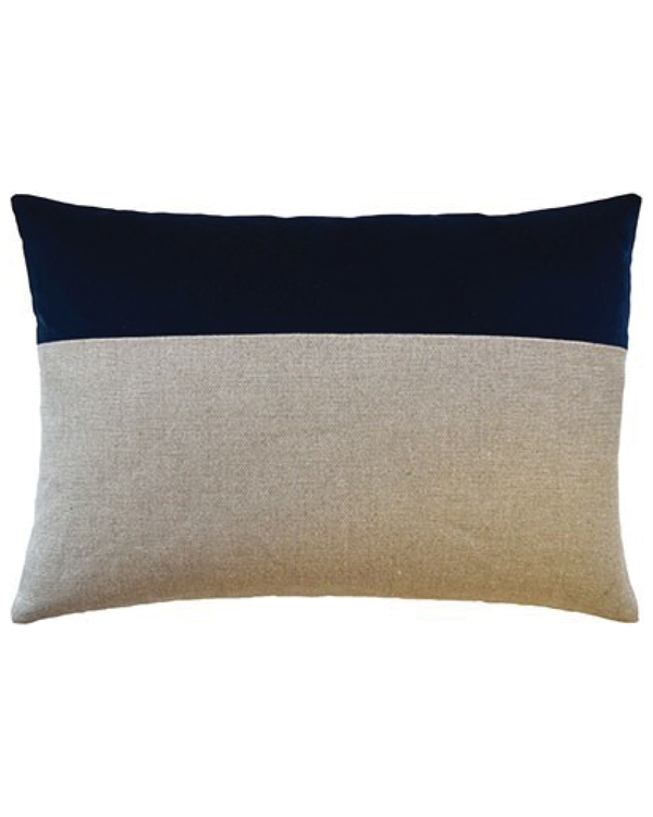 Giorgio Linen Richmond Lumbar Throw Pillow (Midnight + Flax)