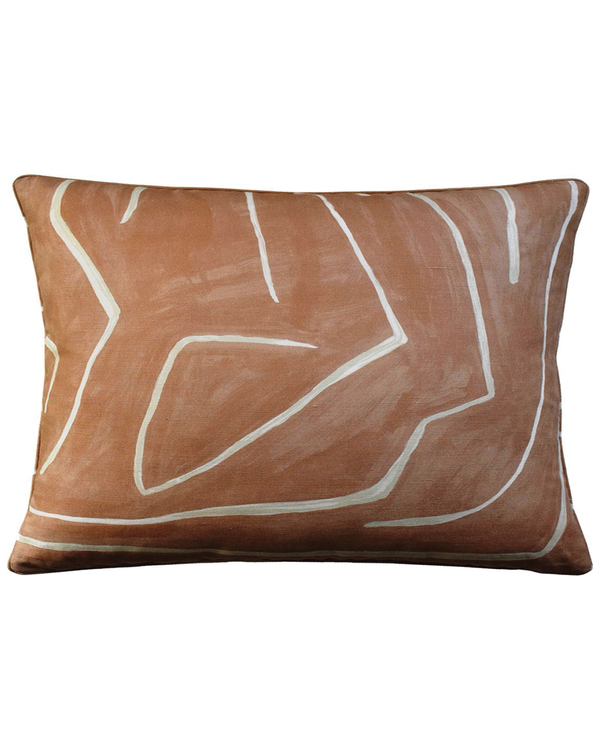 Graffito Lumbar Throw Pillow (Salmon/Cream)