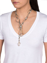 Wrap Necklace - Silver Metal with Glass Stones