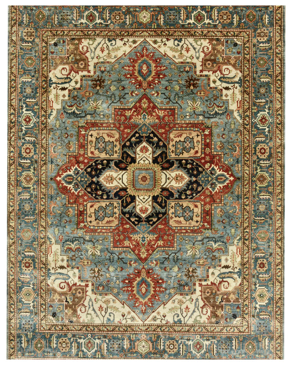 Aqua Blue Traditional Medallion Rug