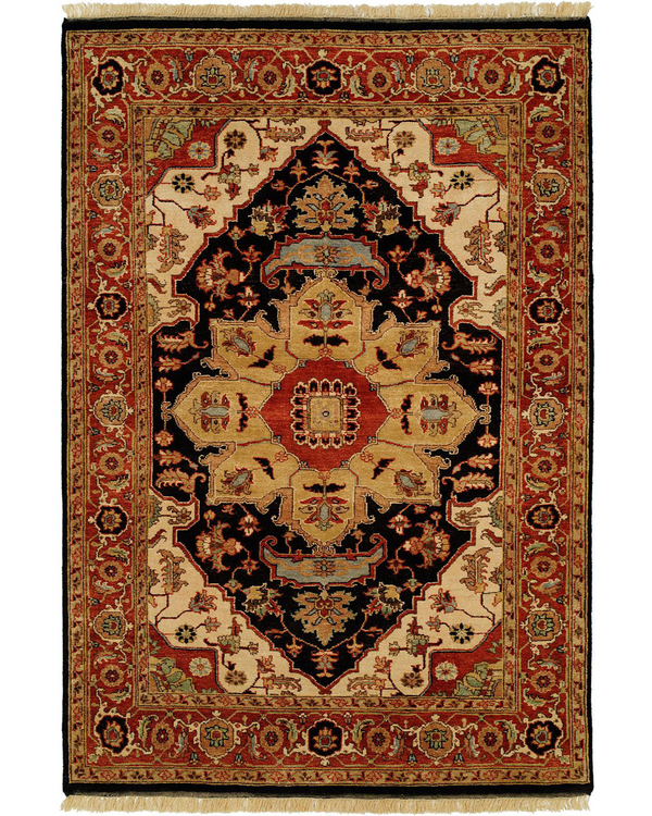 Bergama Black/Rust Traditional Rug