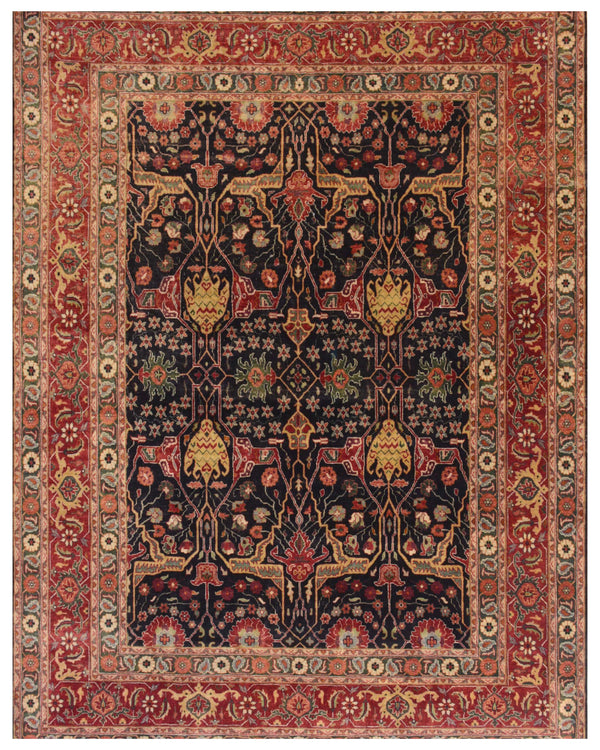 Blue-Black Rust Traditional Rug