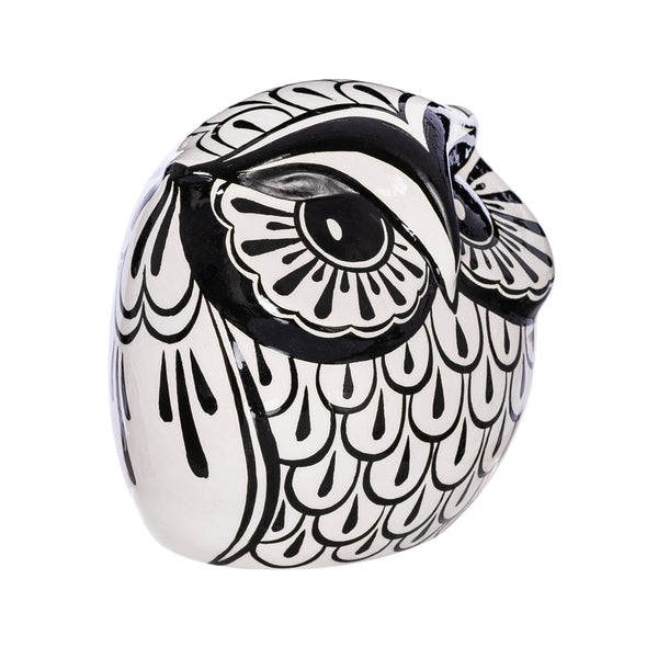 Ceramic Hand-Painted Owl, Black + White