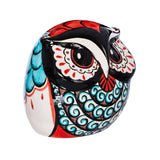 Ceramic Hand-Painted Owl, Black + Red Wave