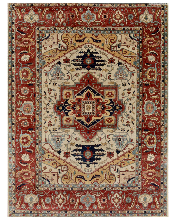 Red Beige Traditional Medallion Rug