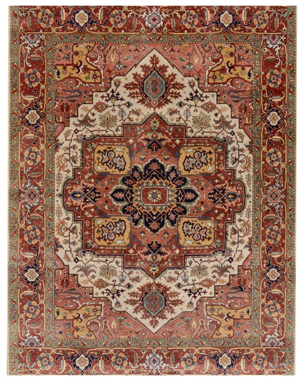 Warm Beige Rust Traditional Rug